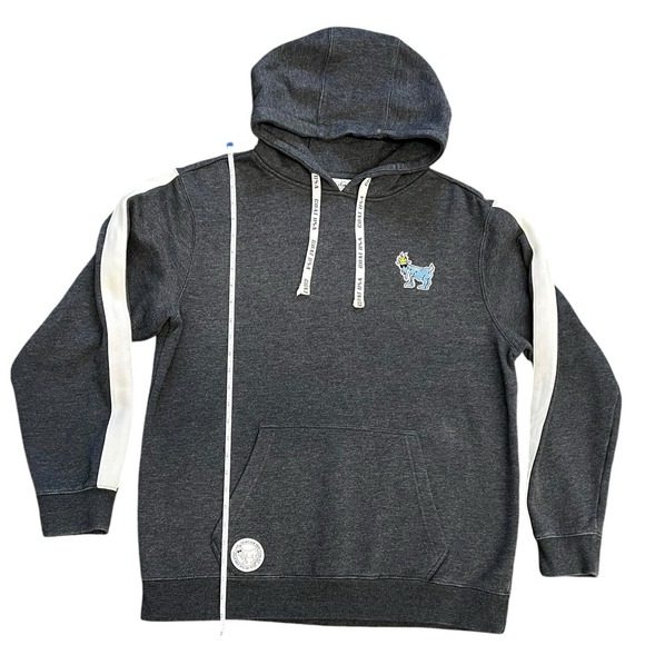 Goat USA New York Hoodie Mens Blue‎ Sweatshirt Pullover Embroidered Drawstring L - Picture 3 of 12